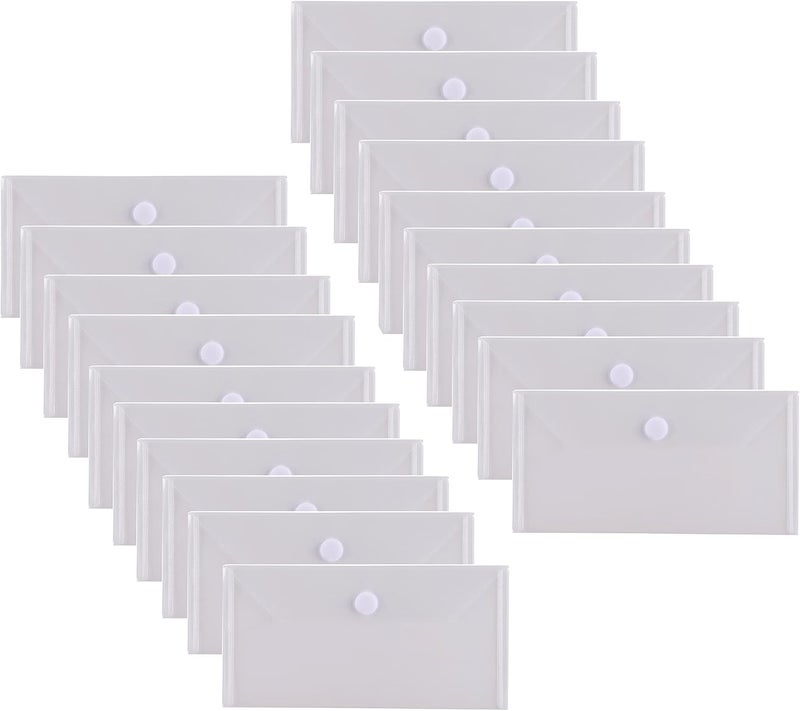 YESSART #10 Clear Plastic Envelopes 5 x 10 Money Receipt Bill Storage Holder 20 Pack Hook Loop Closure - Image 1